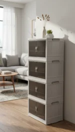 Smart 4-Tier Cabinet– white gray