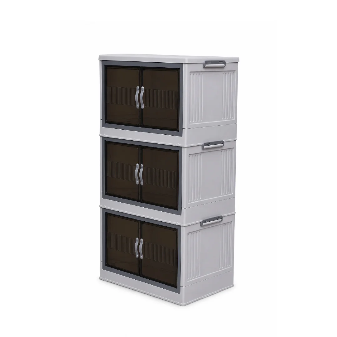 3-Floors-Black-2-100 Smart 3-Tier Cabinet - Image 1